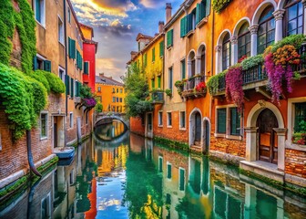 Obraz premium Colorful Buildings and Ancient Streets of Venice - High Depth of Field Photography