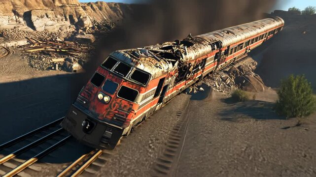 Wreckage of a Train Crash