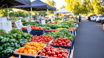 Vibrant Farmers Market in Early Morning Light