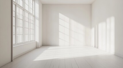 Obraz premium Modern Scandinavian Minimalist Living Room Interior in a White Empty Room Showcasing Elegant Scandinavian Interior Design for a Cozy and Inviting Nordic Home.