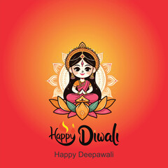 Happy Depwali Goddess Laxmi on Laxmi pujan or pooja in Diwali or Deepavali, a festival of light