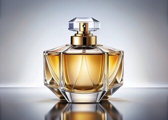 Elegant Bottle of Perfume Isolated on White Background - Fragrance Photography