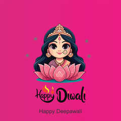 Happy Depwali Goddess Laxmi on Laxmi pujan or pooja in Diwali or Deepavali, a festival of light