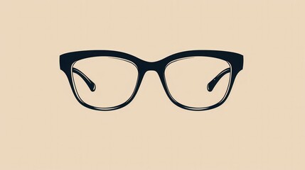 A pair of chic eyeglasses rests on a smooth beige background, perfect for showcasing modern eyewear trends and designs. Generative AI