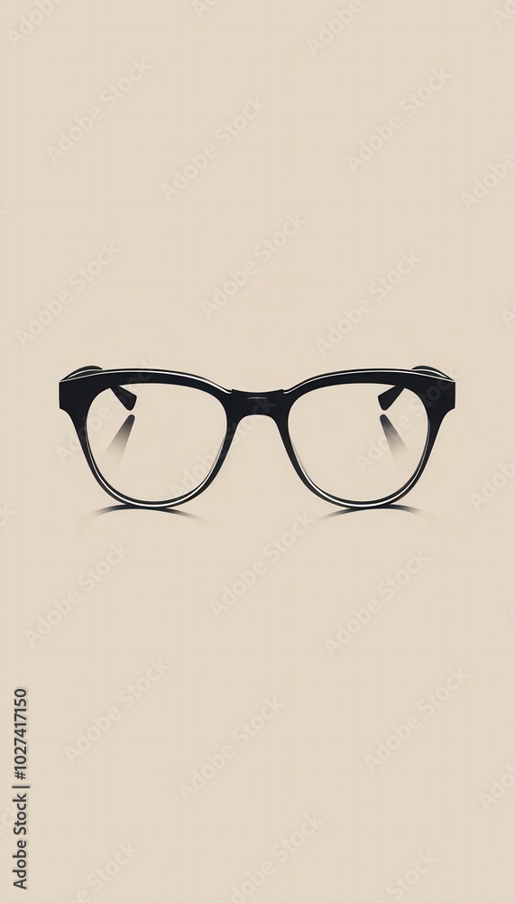 Poster A pair of black eyeglasses is showcased against a simple background, emphasizing their sleek design and versatility for daily use. Generative AI