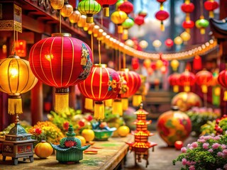 Festive Tilt-Shift Illustration for International Chinese Language Day Celebration on April 20th