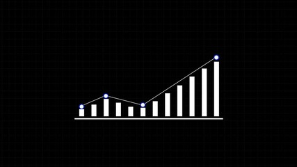 Animated business graph chart with grid lines background video. 4K Animation