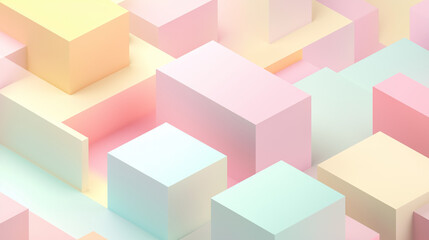 Obraz premium cute isometric 3D background with pastel colours and empty space 