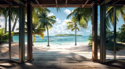 Tropical beach view from the window.