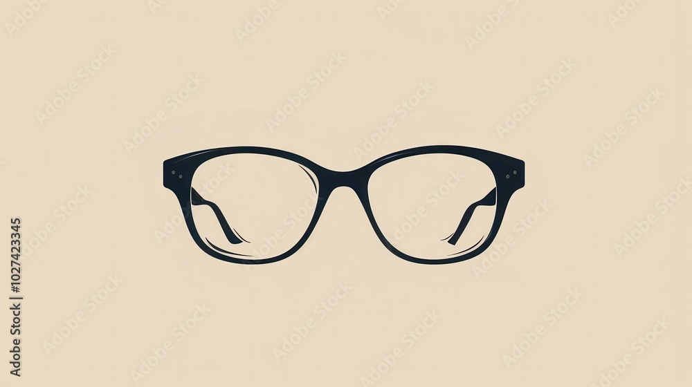Aufkleber a pair of black eyeglasses rests on a plain background, highlighting their modern design ideal for e
