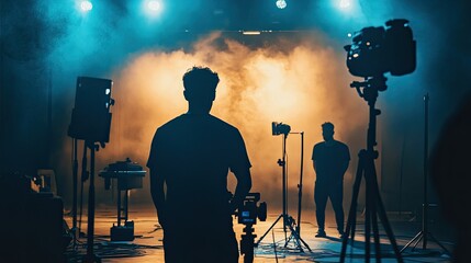 Fototapeta premium Dramatic Lighting in a Photography Studio Setup