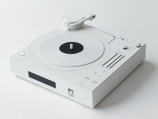 Obraz premium Portable Vinyl Recorder in Glacial White: Unique and Artistic for Vinyl Enthusiasts