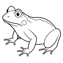 Naklejka premium simple icon Children coloring book page, line art, monochrome black and white, cartoon outline cute style, illustration of frog