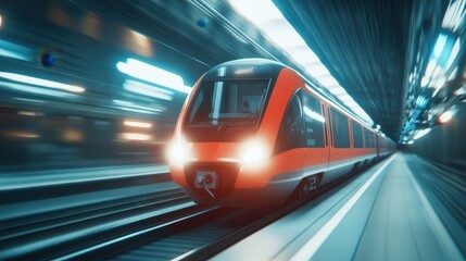 Automated High-Speed Train in Futuristic Setting