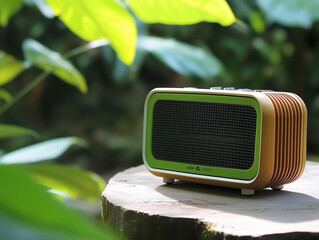 Solar-Powered Speaker in Eco Green: Sustainable and Efficient Audio for Eco-Conscious Users
