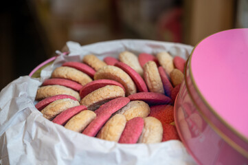 Almond macarons cakes in Basque Country style made in Saint-Jean de Luz, France