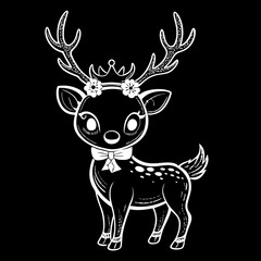 bold easy cute kawai Christmas deer royalty
