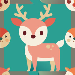 bold easy cute kawai Christmas deer royalty