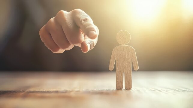 Leadership and vision, minimal concept, person pointing forward, growth and guidance