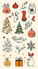 Christmas design elements - doodle xmas symbols vector image