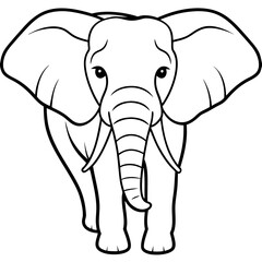 Obraz premium simple icon Children coloring book page, line art, monochrome black and white, cartoon outline cute style, illustration of elephant