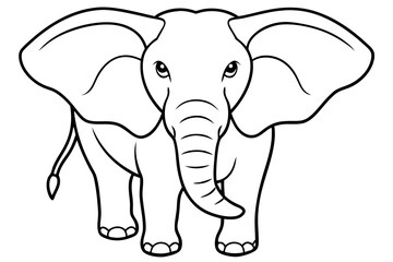 Obraz premium simple icon Children coloring book page, line art, monochrome black and white, cartoon outline cute style, illustration of elephant