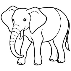 Fototapeta premium simple icon Children coloring book page, line art, monochrome black and white, cartoon outline cute style, illustration of elephant