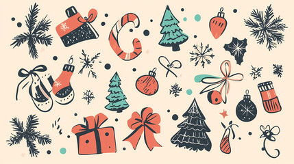 Christmas design elements - doodle xmas symbols vector image