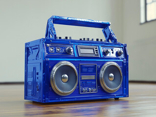 Square Boombox in Royal Blue: Edgy and Electric for Music Lovers