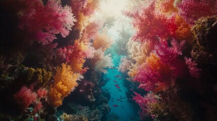 Vibrant Underwater Coral Reef Teeming with Diverse Marine Life