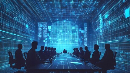 Futuristic Digital Council Room for Decentralized Autonomous Organization Blockchain Governance
