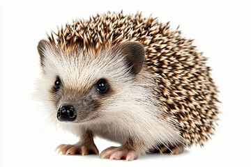 Obraz premium hedgehog isolated on white: Cute Hedgehog Pet Isolated on white, Studio Shot, Adorable Animal with Sharp Needles in Natural Pose