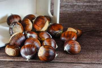Group of sweet chestnuts isolated