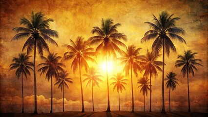 Vintage Palm Trees Silhouette Illustration for Tropical Aesthetic Designs