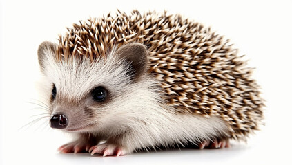 Obraz premium hedgehog isolated on white: Cute Hedgehog Pet Isolated on white, Studio Shot, Adorable Animal with Sharp Needles in Natural Pose