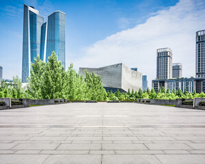 Modern Urban Landscape Featuring Skyscrapers and Green Spaces