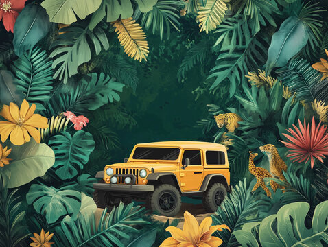 Exotic Jungle Safari Invitation with Space for Animal Encounters: Wildly Exciting Event Awaits