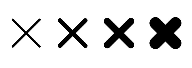 Vector graphics of multiply sign. Different size. EPS 10. Isolated on white background