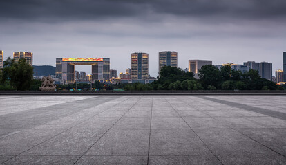 Captivating Urban Skyline with Dramatic Cloudy Sky Over Modern City