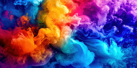 A colorful smokey cloud with a rainbow of colors