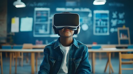 Virtual Reality Student Immersed in Interactive Digital Classroom for Innovative EdTech Concept