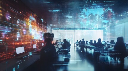 Futuristic University Campus with Students Attending Virtual Lectures through Holograms   Seamless Blend of Physical and Digital Education EdTech