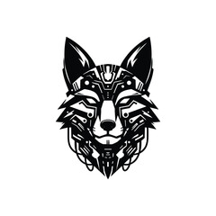 Fototapeta premium Futuristic Fox Face Illustration with Mechanical Detailing for Sci-Fi Aesthetics