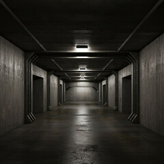 Modern Clean Sci Fi Futuristic Cement Dark Underground or warehouse