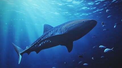 Fototapeta premium Majestic Whale Shark Glides Through the Cerulean Depths