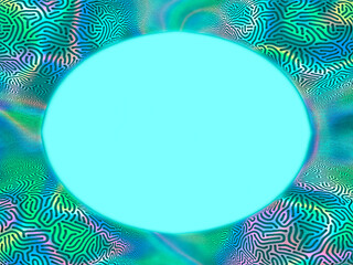 Bright luminescent abstract frame on turquoise background, place for text. Decorative element, multicolored, abstract background, decoration, festive background, place for text, banner