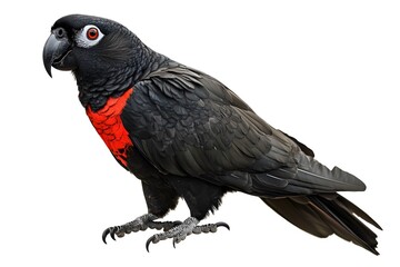 Obraz premium Black Palm Cockatoo Bird With Red Patch on Chest Isolated on White Background
