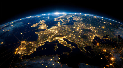 Interconnected regions of the globe with links