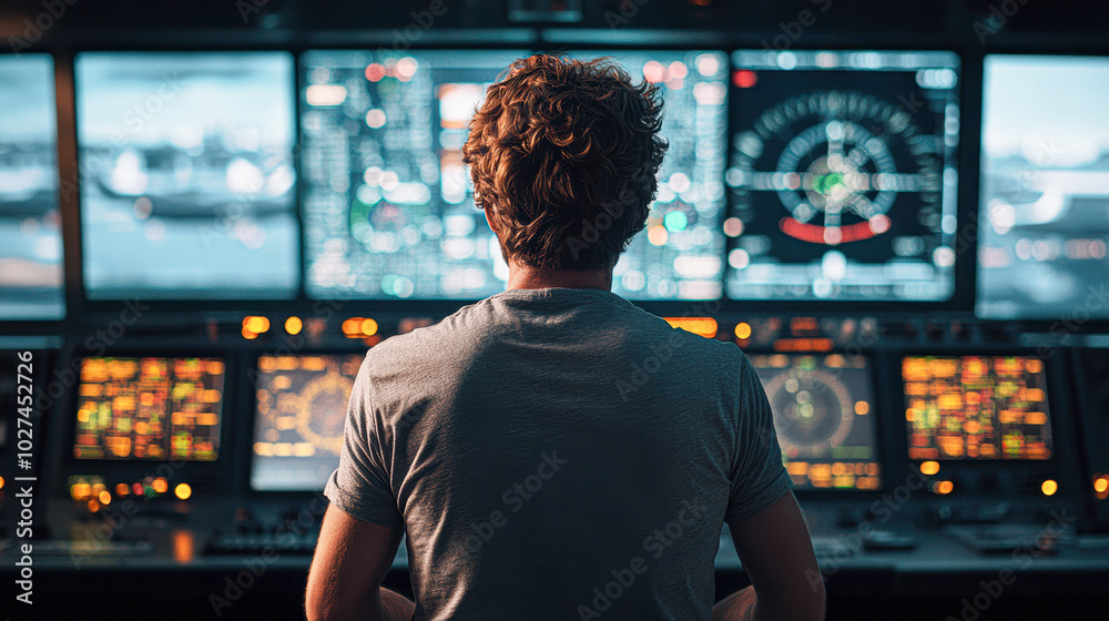 Sticker Air Traffic Controller Ensuring Aviation Safety in Control Tower