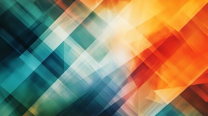 Abstract background with geometric patterns of sharp lines in bright oranges, blues, and greens, creating a digital, futuristic look